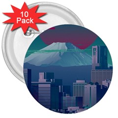 The Sun City Tokyo Japan Volcano Kyscrapers Building 3  Buttons (10 Pack)  by Grandong