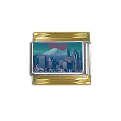 The Sun City Tokyo Japan Volcano Kyscrapers Building Gold Trim Italian Charm (9mm) by Grandong