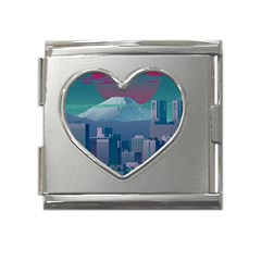 The Sun City Tokyo Japan Volcano Kyscrapers Building Mega Link Heart Italian Charm (18mm) by Grandong