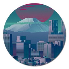 The Sun City Tokyo Japan Volcano Kyscrapers Building Magnet 5  (round) by Grandong