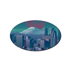 The Sun City Tokyo Japan Volcano Kyscrapers Building Sticker Oval (10 Pack) by Grandong