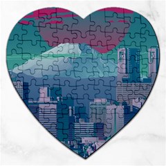 The Sun City Tokyo Japan Volcano Kyscrapers Building Jigsaw Puzzle (heart)