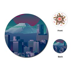 The Sun City Tokyo Japan Volcano Kyscrapers Building Playing Cards Single Design (round)