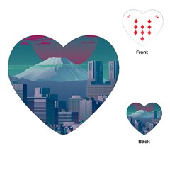 The Sun City Tokyo Japan Volcano Kyscrapers Building Playing Cards Single Design (heart)