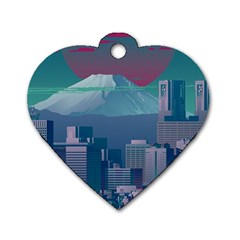 The Sun City Tokyo Japan Volcano Kyscrapers Building Dog Tag Heart (two Sides) by Grandong