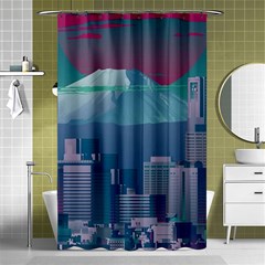 The Sun City Tokyo Japan Volcano Kyscrapers Building Shower Curtain 48  X 72  (small)  by Grandong