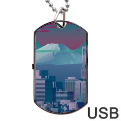 The Sun City Tokyo Japan Volcano Kyscrapers Building Dog Tag Usb Flash (two Sides) by Grandong