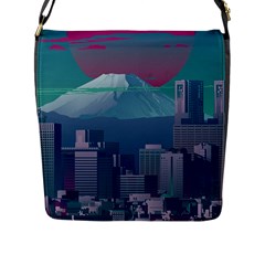 The Sun City Tokyo Japan Volcano Kyscrapers Building Flap Closure Messenger Bag (l)