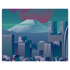 The Sun City Tokyo Japan Volcano Kyscrapers Building Two Sides Premium Plush Fleece Blanket (medium) by Grandong