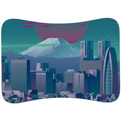 The Sun City Tokyo Japan Volcano Kyscrapers Building Velour Seat Head Rest Cushion by Grandong