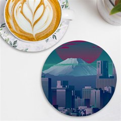 The Sun City Tokyo Japan Volcano Kyscrapers Building Uv Print Round Tile Coaster by Grandong