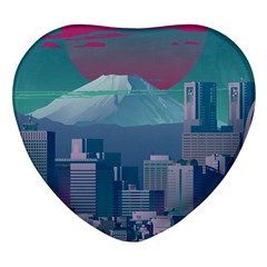 The Sun City Tokyo Japan Volcano Kyscrapers Building Heart Glass Fridge Magnet (4 Pack)