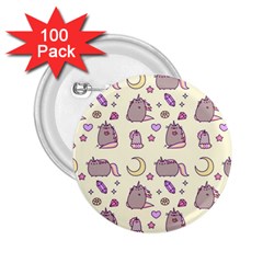 Beautiful Beauty Cartoon Cat 2 25  Buttons (100 Pack)  by Grandong