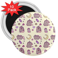 Beautiful Beauty Cartoon Cat 3  Magnets (10 Pack)  by Grandong