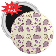 Beautiful Beauty Cartoon Cat 3  Magnets (100 Pack) by Grandong