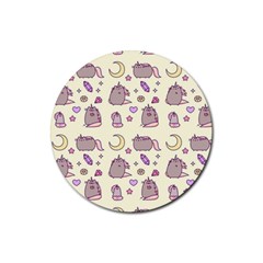 Beautiful Beauty Cartoon Cat Rubber Coaster (round) by Grandong