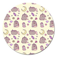 Beautiful Beauty Cartoon Cat Magnet 5  (round) by Grandong