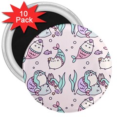 Cartoon Cat Cute Animal Design Drawing Illustration Kawaii 3  Magnets (10 Pack)  by Grandong