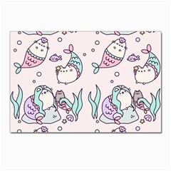 Cartoon Cat Cute Animal Design Drawing Illustration Kawaii Postcard 4 x 6  (pkg Of 10)