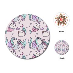 Cartoon Cat Cute Animal Design Drawing Illustration Kawaii Playing Cards Single Design (round)