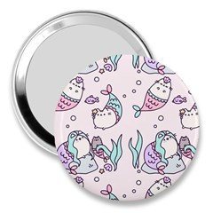 Cartoon Cat Cute Animal Design Drawing Illustration Kawaii 3  Handbag Mirrors by Grandong