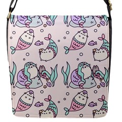 Cartoon Cat Cute Animal Design Drawing Illustration Kawaii Flap Closure Messenger Bag (s)