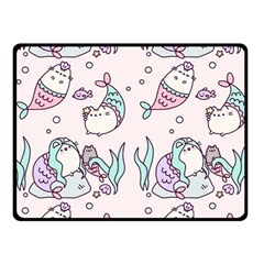 Cartoon Cat Cute Animal Design Drawing Illustration Kawaii Two Sides Fleece Blanket (small) by Grandong