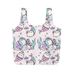 Cartoon Cat Cute Animal Design Drawing Illustration Kawaii Full Print Recycle Bag (m) by Grandong