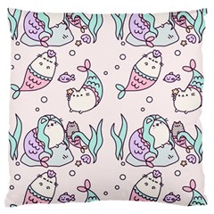 Cartoon Cat Cute Animal Design Drawing Illustration Kawaii Large Premium Plush Fleece Cushion Case (two Sides) by Grandong