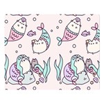 Cartoon Cat Cute Animal Design Drawing Illustration Kawaii Two Sides Premium Plush Fleece Blanket (Large) 80 x60  Blanket Front