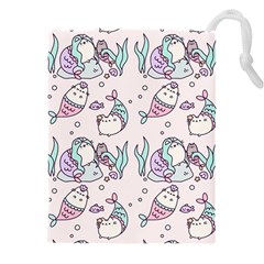 Cartoon Cat Cute Animal Design Drawing Illustration Kawaii Drawstring Pouch (5xl) by Grandong