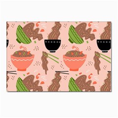 Doodle Yakisoba Seamless Pattern Background Cartoon Japanese Street Food Postcard 4 x 6  (pkg Of 10)