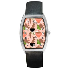 Doodle Yakisoba Seamless Pattern Background Cartoon Japanese Street Food Barrel Style Metal Watch by Grandong