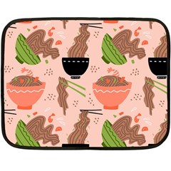 Doodle Yakisoba Seamless Pattern Background Cartoon Japanese Street Food Two Sides Fleece Blanket (mini) by Grandong