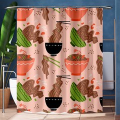 Doodle Yakisoba Seamless Pattern Background Cartoon Japanese Street Food Shower Curtain 60  X 72  (medium)  by Grandong