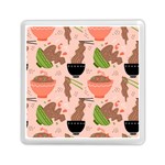 Doodle Yakisoba Seamless Pattern Background Cartoon Japanese Street Food Memory Card Reader (Square) Front