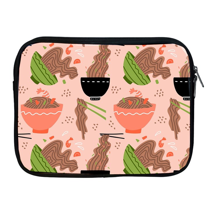 Doodle Yakisoba Seamless Pattern Background Cartoon Japanese Street Food Apple iPad 2/3/4 Zipper Cases