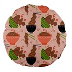 Doodle Yakisoba Seamless Pattern Background Cartoon Japanese Street Food Large 18  Premium Flano Round Cushions Back