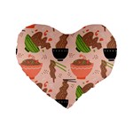 Doodle Yakisoba Seamless Pattern Background Cartoon Japanese Street Food Standard 16  Premium Flano Heart Shape Cushions Front