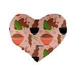 Doodle Yakisoba Seamless Pattern Background Cartoon Japanese Street Food Standard 16  Premium Flano Heart Shape Cushions Back