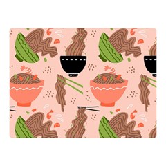 Doodle Yakisoba Seamless Pattern Background Cartoon Japanese Street Food Two Sides Premium Plush Fleece Blanket (mini)