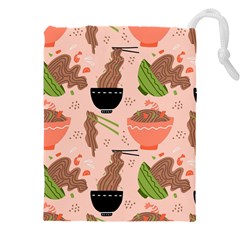 Doodle Yakisoba Seamless Pattern Background Cartoon Japanese Street Food Drawstring Pouch (4xl) by Grandong