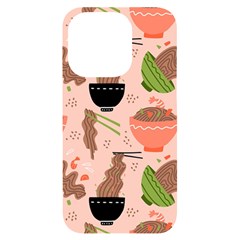 Doodle Yakisoba Seamless Pattern Background Cartoon Japanese Street Food Iphone 14 Pro Black Uv Print Case by Grandong