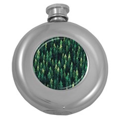 Forest Illustration Round Hip Flask (5 Oz) by Grandong