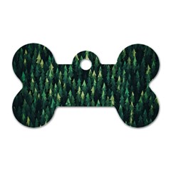 Forest Illustration Dog Tag Bone (two Sides) by Grandong