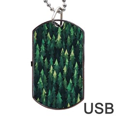 Forest Illustration Dog Tag Usb Flash (two Sides) by Grandong