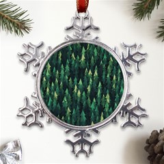 Forest Illustration Metal Large Snowflake Ornament by Grandong