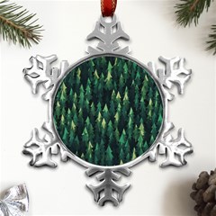 Forest Illustration Metal Small Snowflake Ornament by Grandong