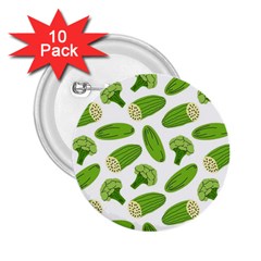 Vegetable Pattern With Composition Broccoli 2 25  Buttons (10 Pack)  by Grandong