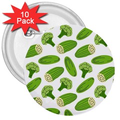 Vegetable Pattern With Composition Broccoli 3  Buttons (10 Pack)  by Grandong